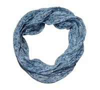 beybey® Delicate women's loop scarf made from a very fine material made of silk and cotton and in exclusive colours., Flowers sky blue, ca. 150 cm x 40cm