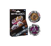 Beyblade X Dual Pack Spear Scorpio 0-70Z UX and Tail Viper 3-85LO BX, 2 right-spin battle tops by Takara Tomy, suitable for ages 8 and up.