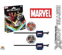 Beyblade X Marvel : Iron Man 4-80B vs Thanos 4-60P battle top set by Takara Tomy