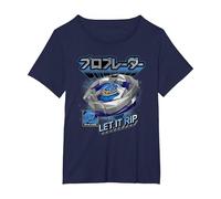 Beyblade X Pro Blader Jaxon Let It Rip T-Shirt, Women's Plus, Navy Blue, 3X