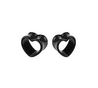 Beydodo 0G Acrylic Ear Plugs Gauges, 8mm Ear Gauges Stretching Kit2pcs Black Heart Flesh Tunnels Piercing Earrings