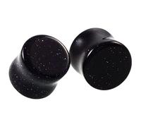 Beydodo 1/2 Inch Stone Ear Gauges, 12mm Ear Plugs Jewelry for Men2pcs Black Blue Double Flared Stone Tunnels Piercing Earrings