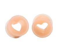 Beydodo 2PCS Silicone Tunnels for Ears 2G, Mens Ear Gauges Plugs 6mm Body Piercing Jewelry for Men Flexible Tunnels Flesh Color Heart Shape