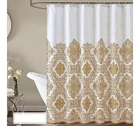 Beydodo Bath Shower Curtain 180 x 180, Polyester Shower Curtains for Bathroom Western Decor Shower Curtain Gold Vintage Floral Pattern