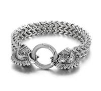 Beydodo Bracelet Chain Men, Bangle Bracelet Stainless Steel Wheat Chain with Chinese Zodiac Cock, 8.6 inch Length, 12mm Width, Hip Hop Jewellery
