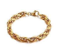 Beydodo Bracelet Chain Stainless Steel, Mens Bracelets Bangle Gold Oval Link Chain, 7.8 inch Length, 7mm Width, Hip Hop Jewellery