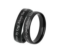 Beydodo Couples Promise Rings Set, Forever King and Queen Ring Size R 1/2 and V 1/2 Stainless Steel Wedding Rings Set