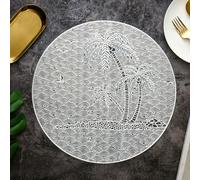 Beydodo Dining Placemats Set of 6, Round Placemats for Kitchen PVC 15 inch, Table Mats Washable Hollow Circle with Coconut Pattern