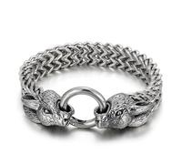 Beydodo Stainless Steel Bracelet for Men, Chain Bracelets Bangle with Chinese Zodiac Hare, 8.8 inch Length, 12mm Width, Hip Hop Jewellery