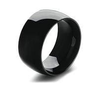 Beydodo Stainless Steel Rings for Women, Mens Promise Rings Engraved Wedding Size R 1/2 Black Polished Ring Band 12mm