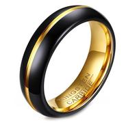Beydodo Tungsten Carbide Rings for Men 6mm, with Gold Groove Size L to X | Engagement Ring Comfort Fit, Promise Ring Minimalist