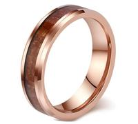 Beydodo Tungsten Rings for Men and Women, Wood Inlay 4/6/8mm Size L to X | Engagement Ring Comfort Fit, Promise Ring Simple