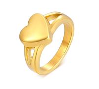 Beydodo Urn Rings for Ashes for Women Gold, Womens Rings Stainless Steel Size N 1/2 Heart Shape Ring You Can Put Ashes in