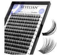 BEYELIAN Cluster Lashes, D+ Curl Individual Lashes, 168 Pcs Cluster Eyelash Extensions 0.07mm 10-16mm Mixed DIY Lash Clusters Reusable Super Thin Black Band Eyelashes at Home (Twin Flowers)