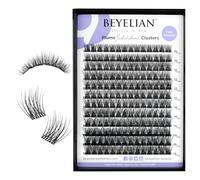 BEYELIAN Cluster Lashes, D Curl Lash Clusters, 168 Pcs Individual Eyelash Extensions 0.07mm 10-16mm Mixed DIY Lash Clusters Reusable Super Thin Black Band Eyelashes at Home (Twin Flowers)