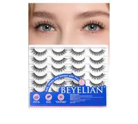 BEYELIAN Fake Eyelashes Fluffy Cat Eye Lashes Natural Look Soft and Lightweight False Lashes 3D Volume Faux Mink Lashes, Reusable, Easy to Apply 14 Pairs
