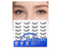 BEYELIAN Fake Eyelashes Strip 3D Volume Fluffy Cat Eye Lashes Natural Wispy False Lashes Faux Mink Lashes Luxurious Lash Pack, Reusable, Easy to Apply 14 Pairs