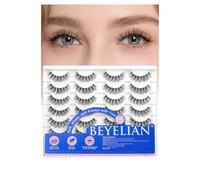 BEYELIAN Fake Eyelashes Strip Natural Lashes Soft and Lightweight False Lashes 3D Volume Faux Mink Lashes Luxurious Lash Pack, Reusable, Easy to Apply 14 Pairs
