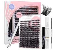 BEYELIAN Lashes Clusters Kit, Lash Extension Kit with Wispy Cluster Lashes, Lash Bond and Seal, Lash Remover, Lash Applicator, Natural Reusable Individual Lashes Kit 10-16mm (D63)
