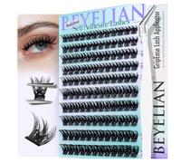 BEYELIAN Self Adhesive Eyelashes Clusters 120Pcs, D Curl 10-16mm Press On Lashes with Tweezer, Pre Glued Eyelashes No Glue Needed DIY Lash Cluster Kits ZNF20-LC