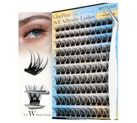 BEYELIAN Self adhesive Eyelashes Clusters, D Curl Pre Glued Lashes Cluster Kit with Lash Tweezer，Press on Eyelashes Clusetr