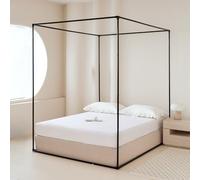 Beyeutao Double Size Bed Canopy Frame Four Corners Post Canopy Bed Frame W135×L200×H200 cm Black Mosquito Net Frame Metal 4 Poster Bed Bracket Fit for Play Tent Outdoor or Indoor