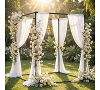 Beyeutao Square Backdrop Stand W7.2 x L7.2 x H7.2 FT Black Arch Backdrop Stand Wedding Backdrop Support Kit Adjustable Pipe and Drape Background Frame for Birthday Party Baby Shower Decoration