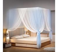 Beyeutao Super King Bed Canopy Frame Blue Bed Canopy Princess Mosquito Net Canopy Bed Frame Bed Curtain Frame for Indoor Outdoor Four Poster Bed Frame Play Tents Canopy Room Decoration