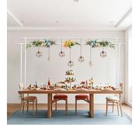 Beyeutao White Over the Table Rod Stand with Clamps Over Table Display Bar H76-115 CM L40-220 CM Adjustable 2PCS Table Rod Metal Arch Stand for Party Balloon Birthday Decoration
