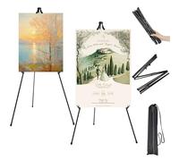 BEYGIH Portable Easel Stand, 63 inch Collapsible Art Display Easels with Flexible Adjustment Fixing Clip, Metal Tripod Painting Stand for Display Painting Canvas, Wedding Sign, Presentation, Poster