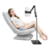 BEYGIH Tablet Floor Stand, 360° Flexible Rotation iPad Stand with Heavy Duty Base, Adjustable Mount Holder for Kindle, Switch, Phone or Other 4.5"-12.9" Electronic Devices