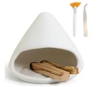 BEYLAB Clay Sculpture Palo Santo Holder - Ceramic Incense Burner for Wood Sticks, Sage, Cone Incense Energy Purifying Smudge Bowl Dish Handcrafted Gift for Meditation and Aromatherapy Courses - White