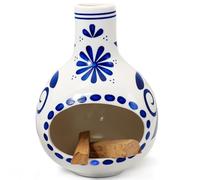 BEYLAB Clay Sculpture Palo Santo Holder Retro - Ceramic Incense Burner for Sage, Cone Energy Purifying Smudge Bowl Dish Handcrafted Gift Meditation Aromatherapy Courses - Blue and White