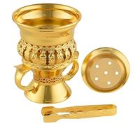 BEYLAB Frankincense Resin Incense Burner, Conical Gold Metal Incense Holder