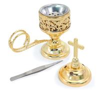 BEYLAB Incense Burner, Frankincense Charcoal Incense Stand, Bakhoor Burner Holder, Ideal for Aromatherapy, Yoga and Spa, Home and Christian Church Censer - Gold