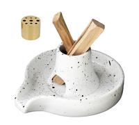 BEYLAB incense holder ceramics, 3 in 1 Incense burner for Palo Santo, Sage smudge bowl stick Coil Cones, Removable brass ash catcher for Meditation Yoga Room - Spotted white