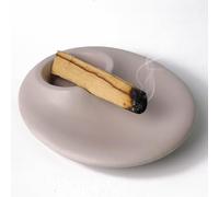 BEYLAB Incense Stick Holder Ceramic Palo Santo Holder for White Sage Incense Sticks, Incense Dish, Candles, Smudge, Incense Burner Minimalistic Decor Cement Gray-White