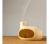 BEYLAB Modern Palo Santo Holder - Ceramic Incense Burner for Wood Sticks, Sage, Cone Incense - Energy Purifying Smudge Bowl Dish - Handcrafted Gift for Meditation and Aromatherapy Courses(beige)