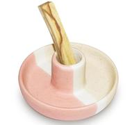 BEYLAB Palo Santo Holder ceramics, Incense Stick Holder for Palo Santo Cones and Wax Melts, Sticks Burner Wood, Bowl Stand with Ash Catcher, Meditation Yoga Modern Minimalist - Beige Red