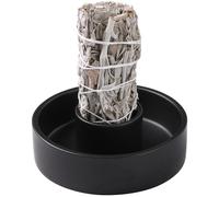 BEYLAB sage burner cones holder Ceramic Incense Holder, Bundle Smudge pot Bowl, Smudging Plate for White Sage, Palo Santo Sticks, Candles For Offering - Black