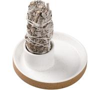 BEYLAB sage burner cones holder Ceramic Incense Holder, Bundle Smudge pot Bowl, Smudging Plate for White Sage, Palo Santo Sticks, Candles For Offering - White brown