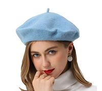 BEYLRZID Womens French Wool Beret 7 8/1-7 8/3, Sky Blue, Medium