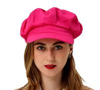 BEYLRZID Womens Newsboy Cap Summer Beret Cap- 100% Cotton 8 Panels Vintage Cabbie Hat- Octagonal Visor Cap for Women Girls Ladies Gift, Hot Pink, Medium