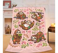 Beynepe Cute Sloth Blanket Super Soft Fleece Sloth Throw Blanket for Kids Adults, Warm Cozy Plush Cartoon Sloth Blanket for Women Gifts Couch Sofa 50x60in