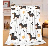Dachshund Blanket for Human Cute Cozy Fleece Fuzzy Dachshund Blanket Soft Warm Weenie Dog Paw Throw Blanket for Couch Sofa Dachshund Gifts for Women Kids 50"x60"