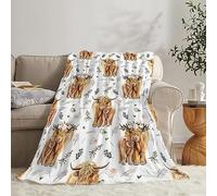 Beynepe Highland Cow Print Blanket and Throws Cute Farm Animal Cow Gifts Throw Blankets Soft Cozy Fleece Plush Warm Flannel Bedding Blanket for Girls Kids Adults Couch Travel 60x80 Inch