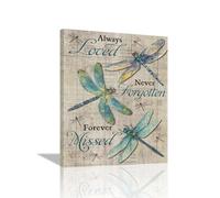 Beynepe Vintage Dragonfly Canvas Wall Art Rustic Pictures Decor Inspirational Positive Quotes Painting Prints Modern Framed Artwork Home Bathroom Bedroom Living Room Office 12''x16''