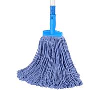 Beyoco Heavy Duty Commercial Industrial String Wet Mop, Cotton Head, Stainless Steel Handle, Blue, For All Floor Surfaces