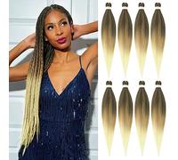 Beyond Beauty 8 Packs Black Pre Stretched Braiding Hair Synthetic Yaki EZ Braiding Coi Leray Braids Knotless Braiding Hair Extensions Pre Stretched Hot Water Setting Crochet Braids 26Inch(1B-27-613)