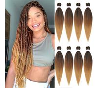 Beyond Beauty 8 Packs Black Pre Stretched Braiding Hair Synthetic Yaki EZ Braiding Coi Leray Braids Knotless Braiding Hair Extensions Pre Stretched Hot Water Setting Crochet Braids 20Inch(1B-30-27)